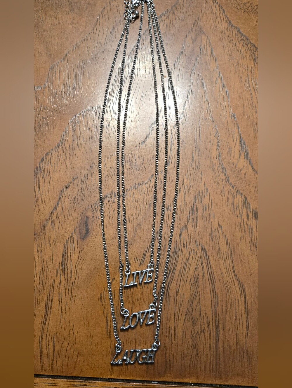 Silver 'Live Love Laugh' Layered Pendant Necklace